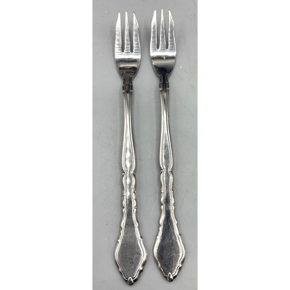 Vtg Set of 2 Stainless Steel Japan Appetizer Dessert Forks Elegant Ornate Handle